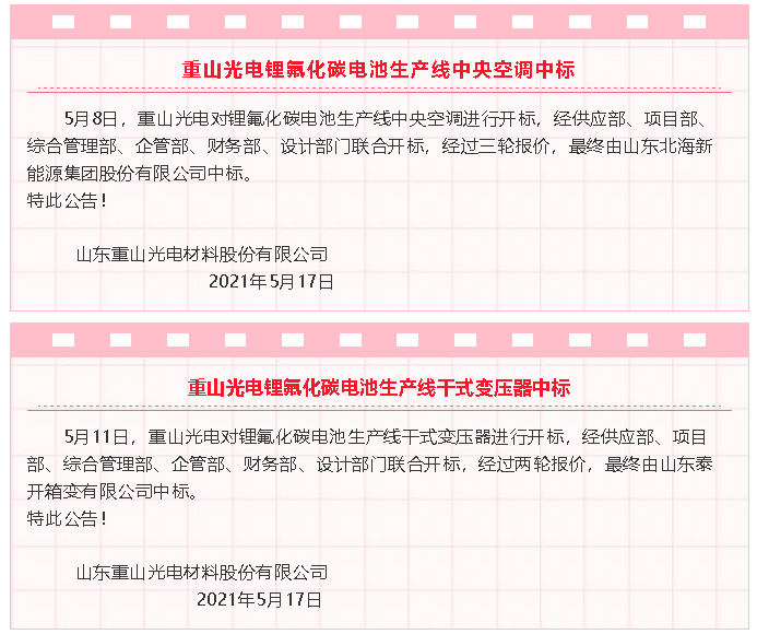 【中標(biāo)公告】重山光電75